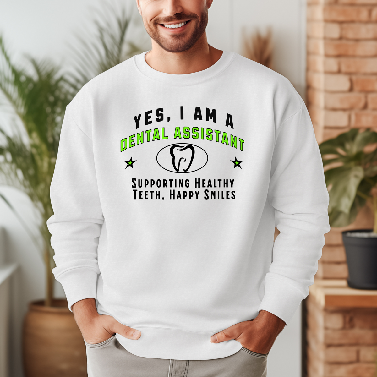 Yes, I Am a Dental Assistant: Supporting Healthy Teeth Crewneck Sweatshirt – Stylish and Comfortable