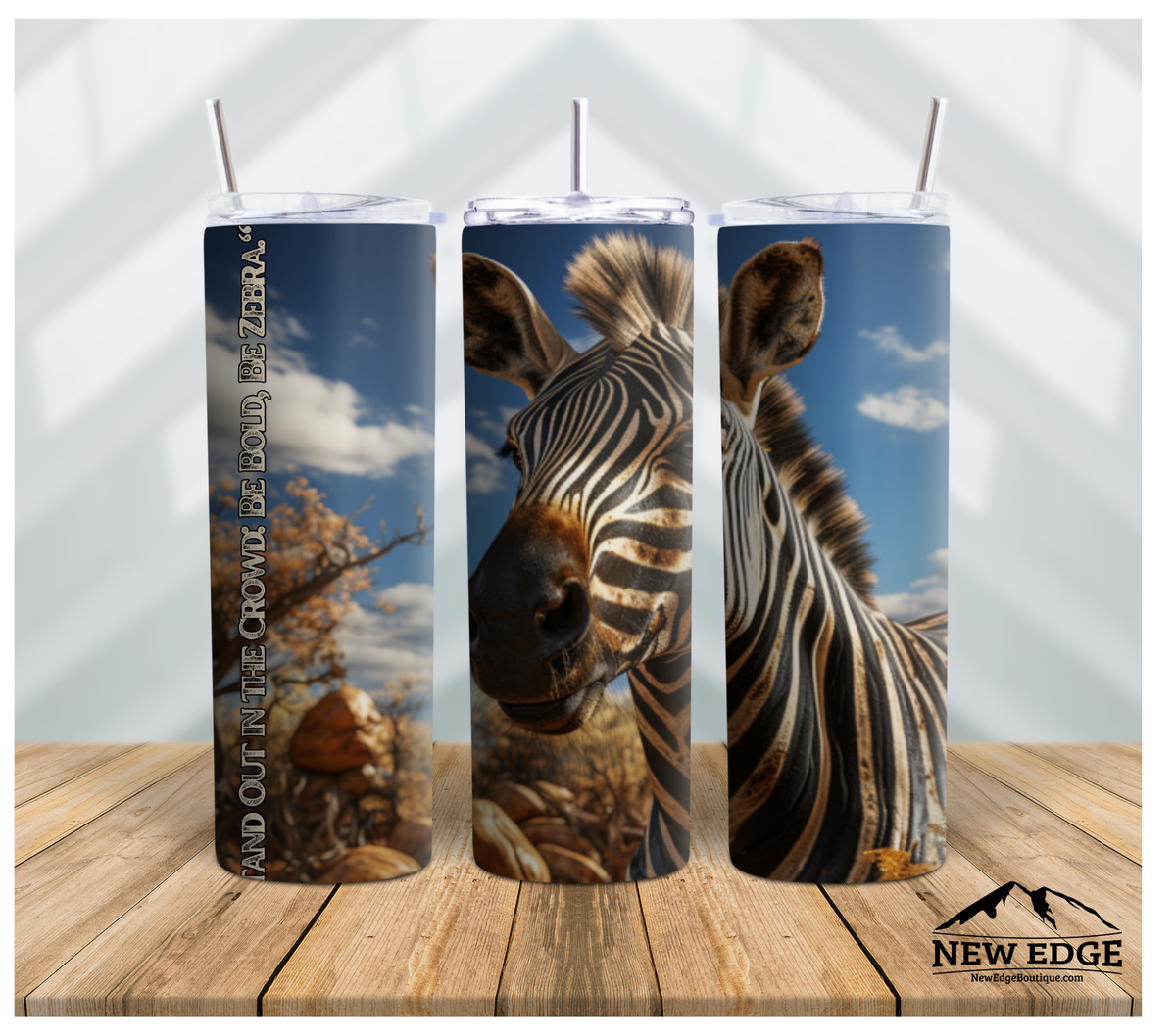 ZEBRA 3D 20 OZ SKINNY TUMBLER: STAND OUT IN THE CROWD, BE BOLD, BE ZEBRA