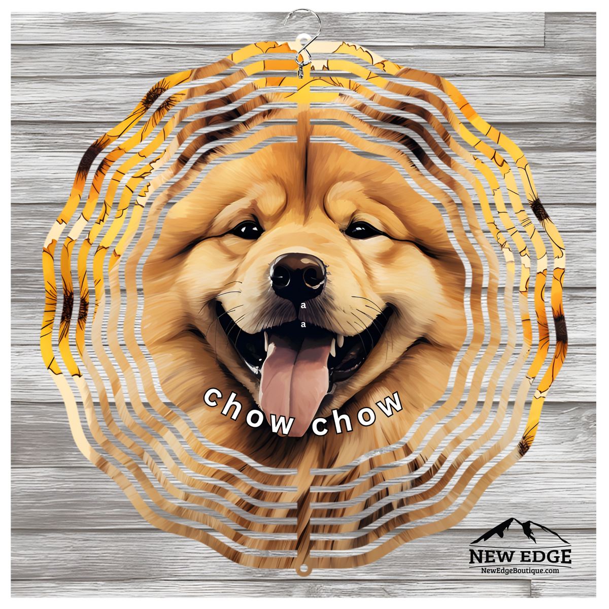 &quot;NEW EDGE 3D BEAUTIFUL COLORFUL CHOW CHOW DOG WIND SPINNER - 10 INCHES - STAINLESS STEEL&quot;