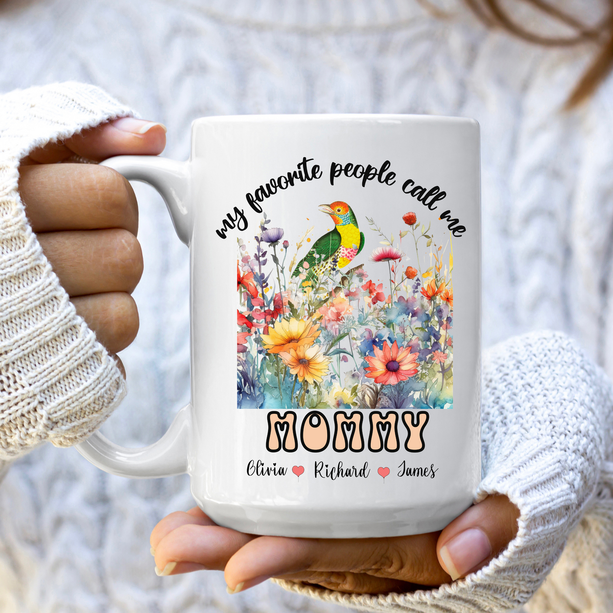 MOMMY&#39;S WILDFLOWER HAVEN PERSONALIZED MUG