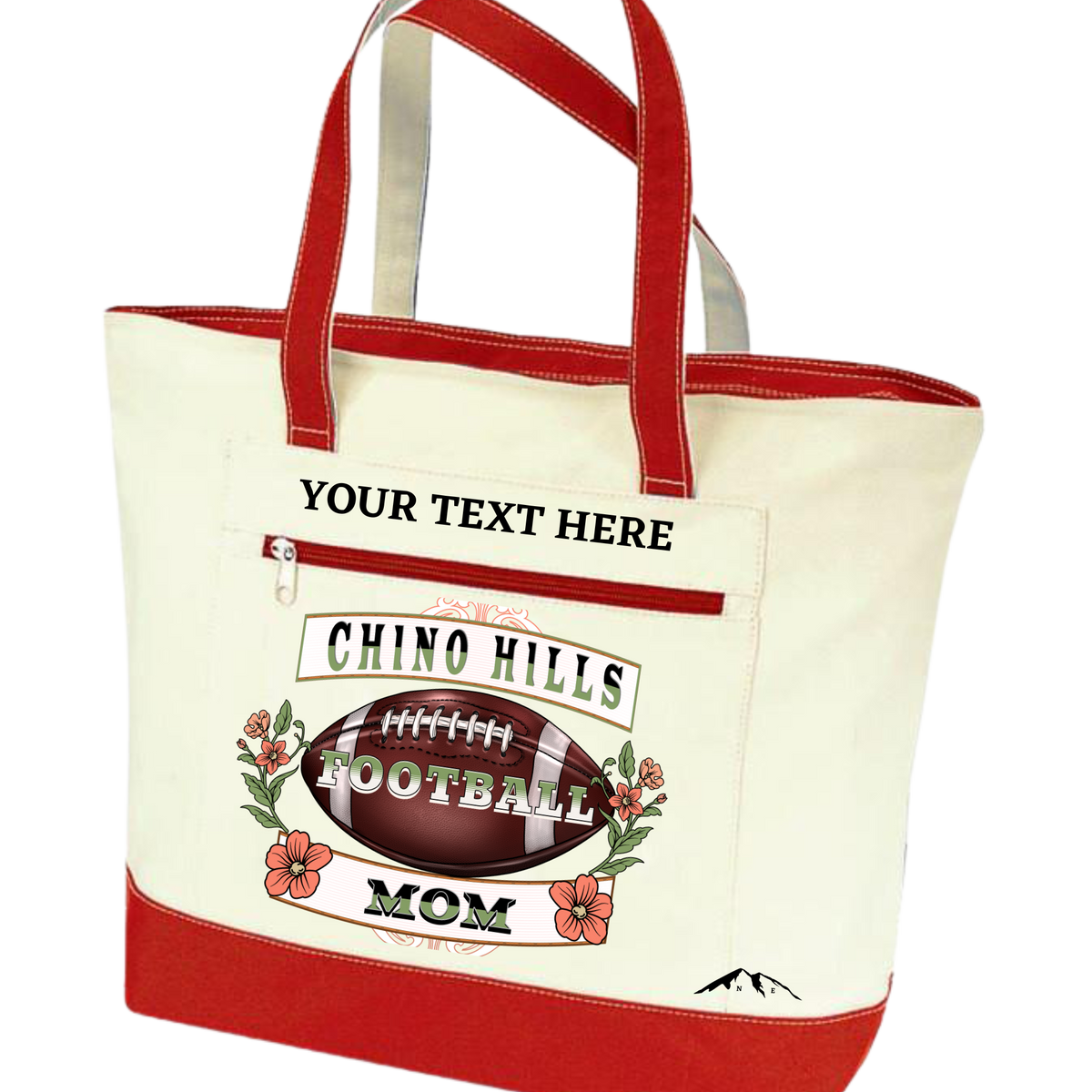 CHINO HILLS CITY FOOTBALL MOM ZIPPERED TOTE BAG