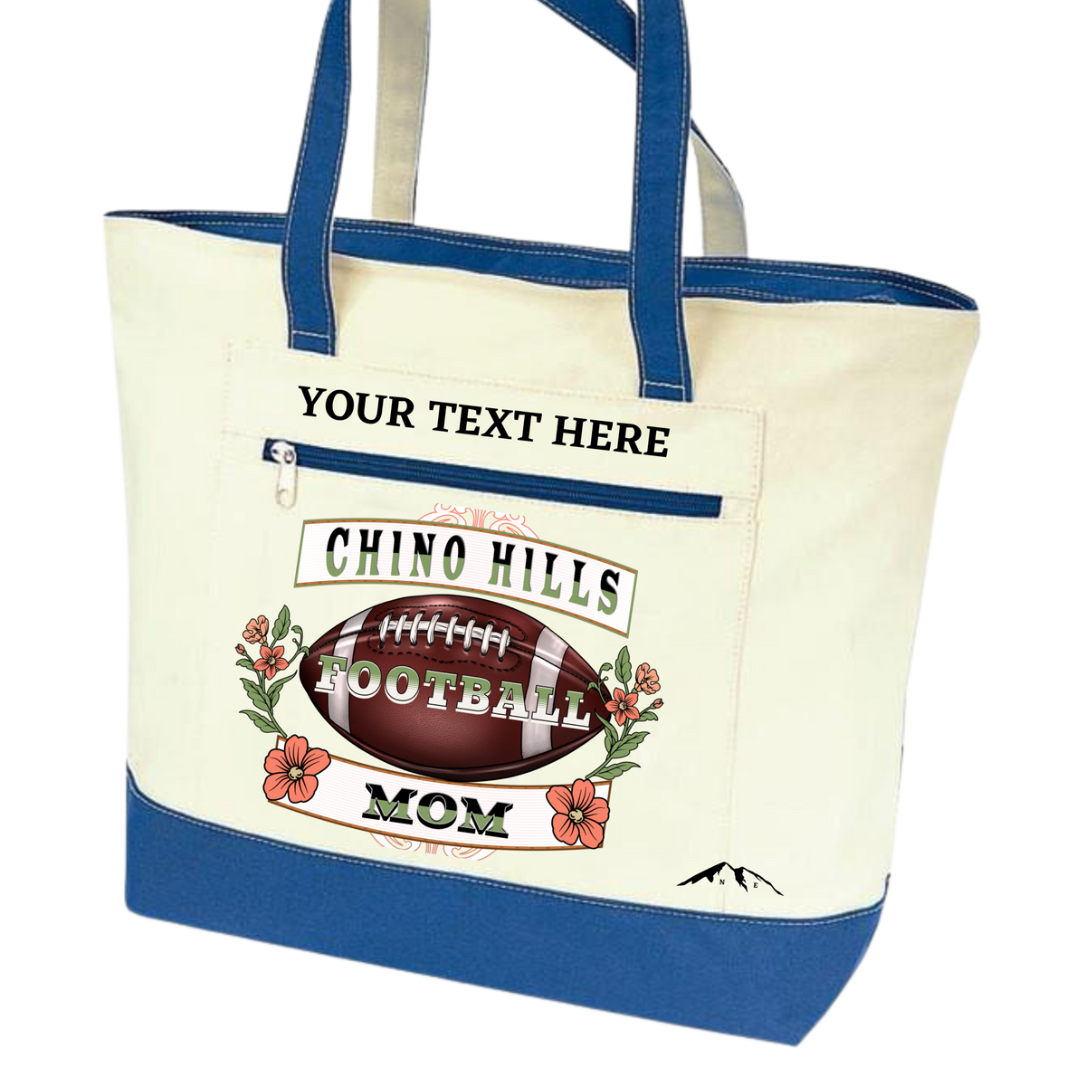 CHINO HILLS CITY FOOTBALL MOM ZIPPERED TOTE BAG