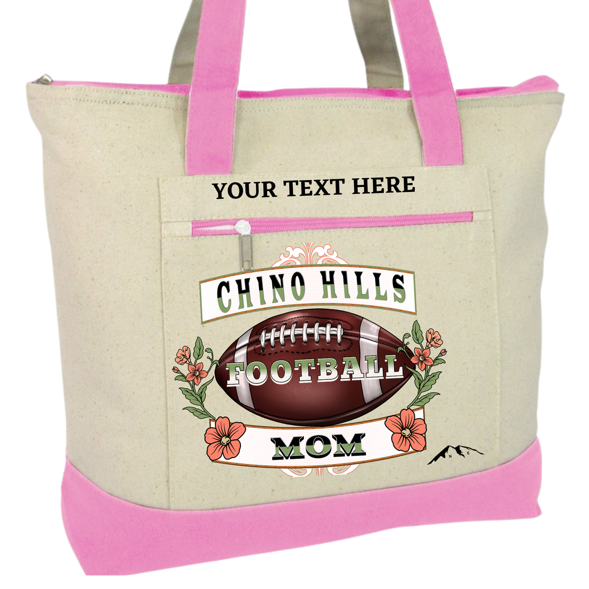 CHINO HILLS CITY FOOTBALL MOM ZIPPERED TOTE BAG