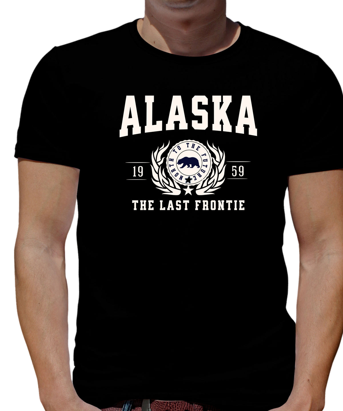 ALASKA UNISEX COLLEGIATE STATE T-SHIRT.