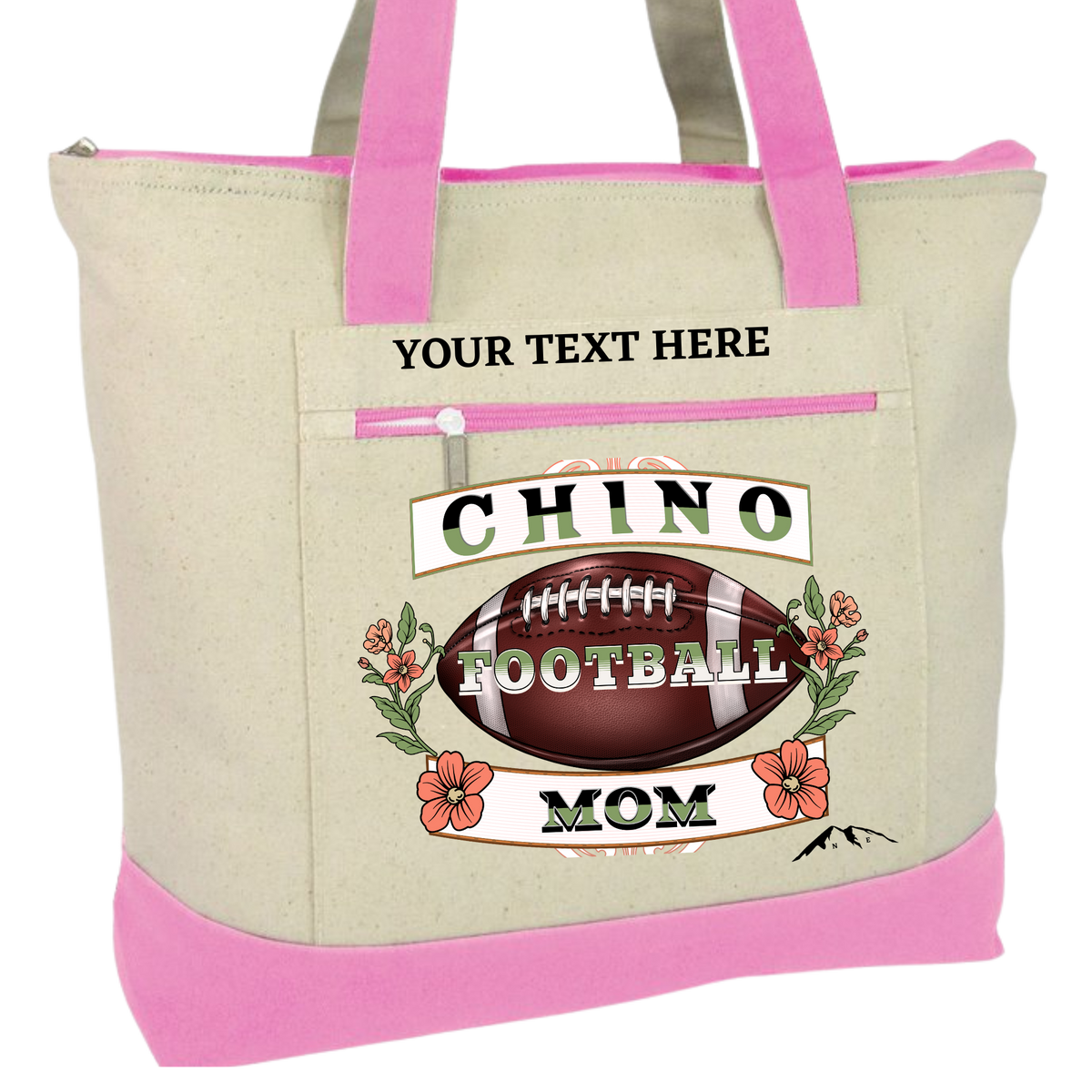 CHINO CITY FOOTBALL MOM ZIPPERED TOTE BAG