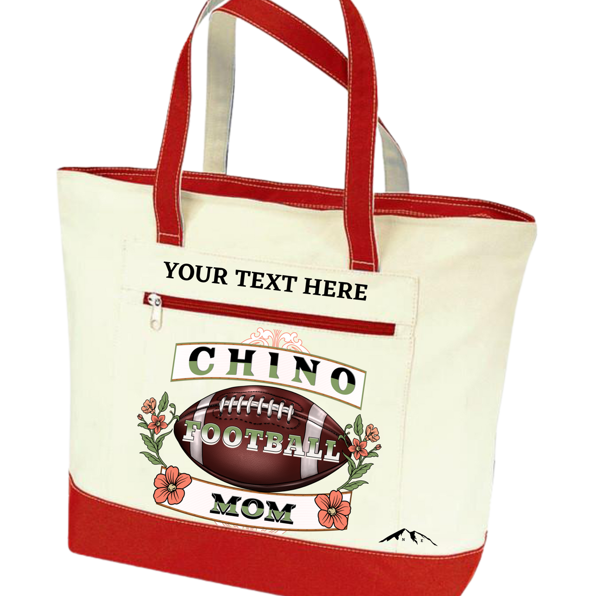 CHINO CITY FOOTBALL MOM ZIPPERED TOTE BAG