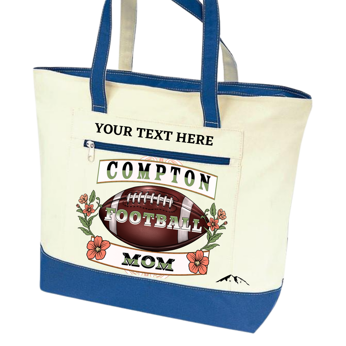 COMPTON CITY FOOTBALL MOM ZIPPERED TOTE BAG