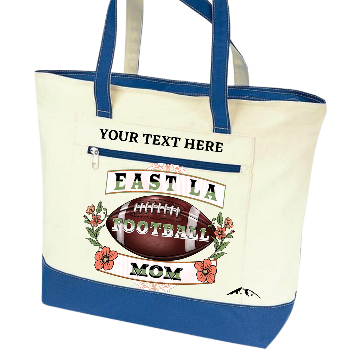 EAST LA CITY FOOTBALL MOM ZIPPERED TOTE BAG