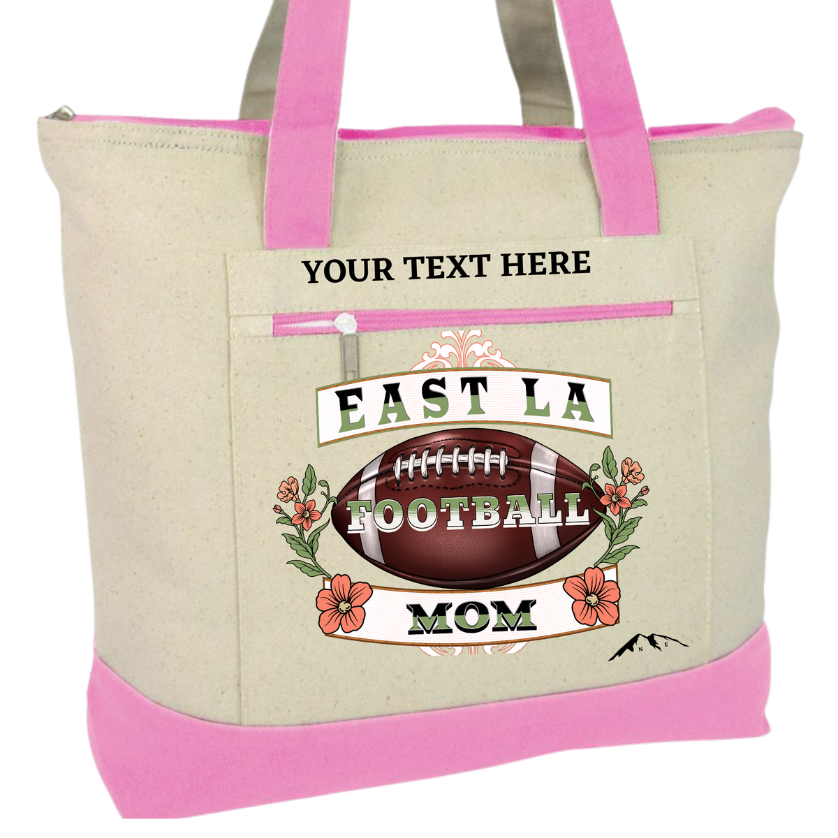 EAST LA CITY FOOTBALL MOM ZIPPERED TOTE BAG