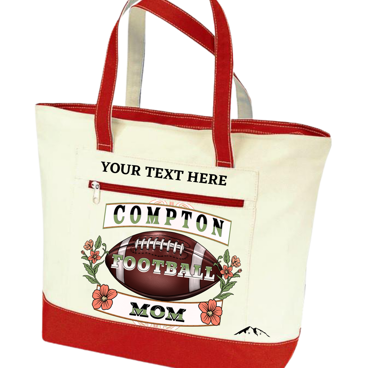 COMPTON CITY FOOTBALL MOM ZIPPERED TOTE BAG