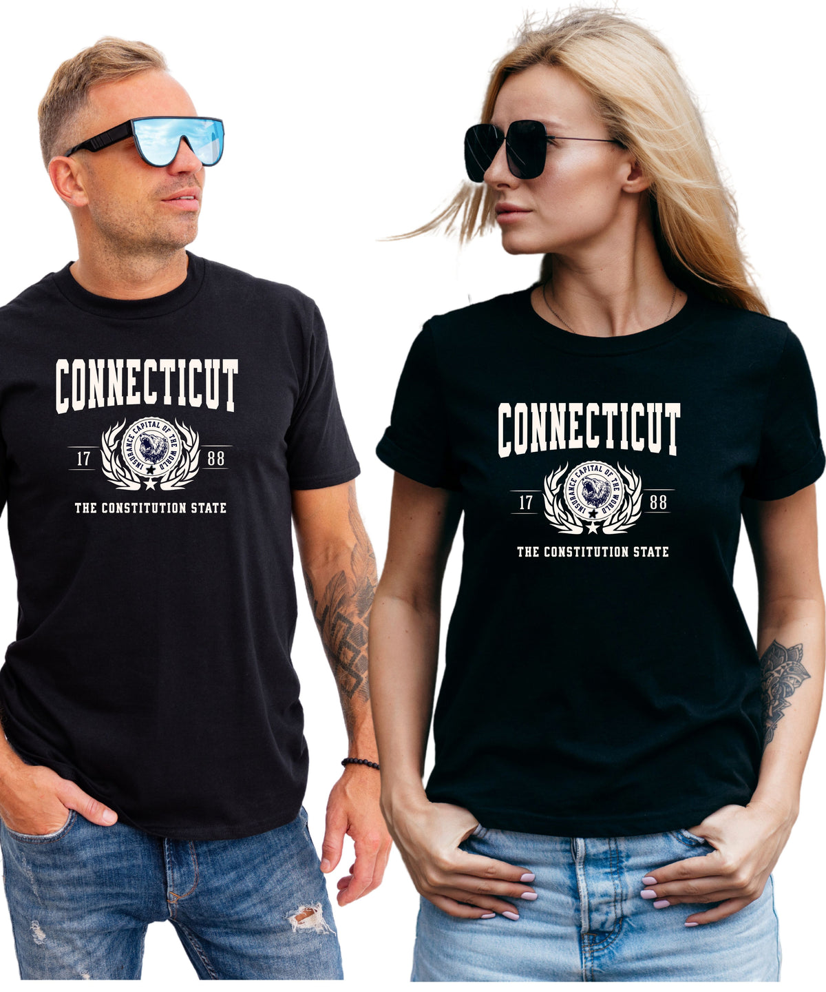 CONNECTICUT UNISEX COLLEGIATE STATE T-SHIRT.