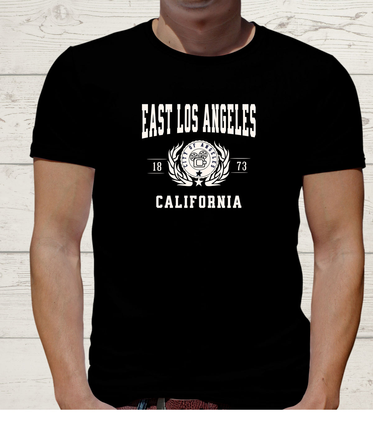 EAST LOS ANGELES COLLEGIATE CITY T-SHIRT.