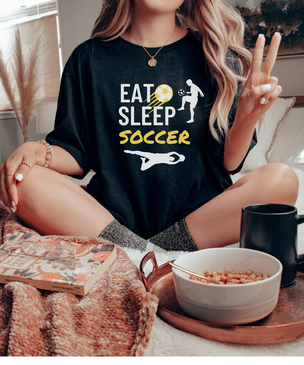 EAT SLEEP SOCCER MOM T-SHIRT.