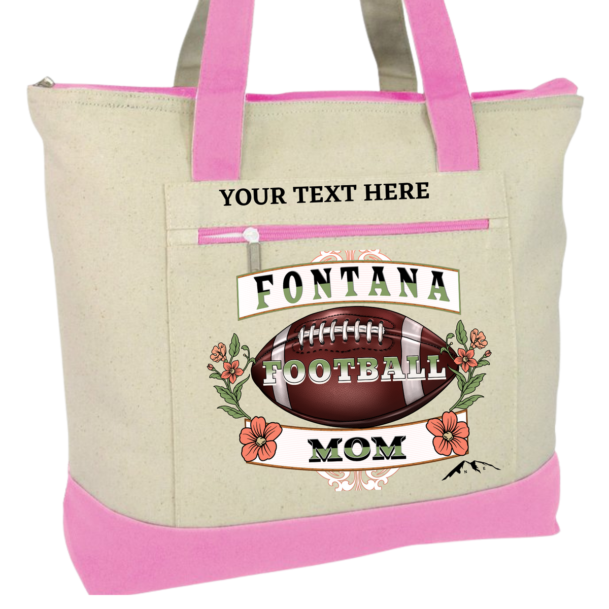 FONTANA FOOTBALL MOM ZIPPERED TOTE BAG