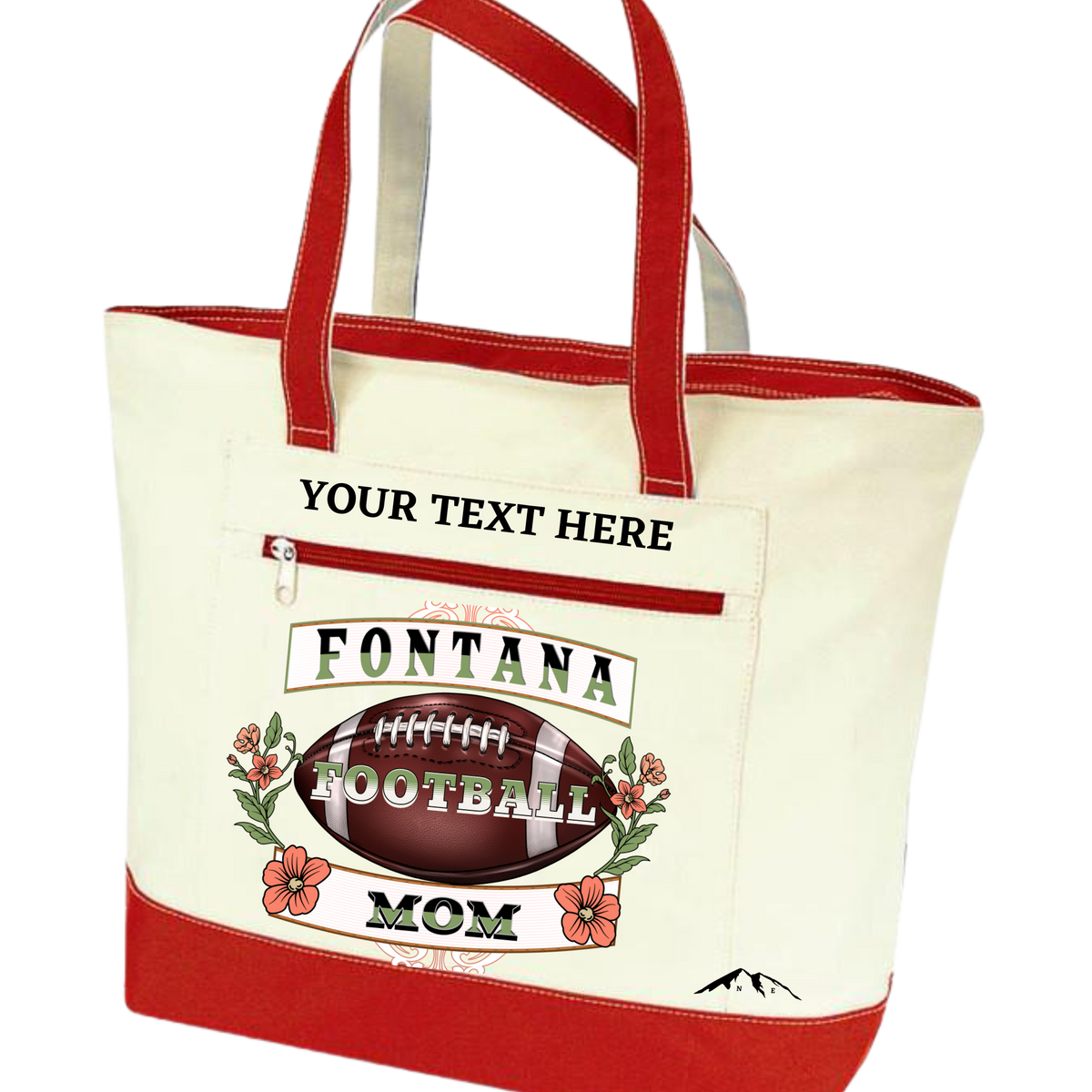 FONTANA FOOTBALL MOM ZIPPERED TOTE BAG