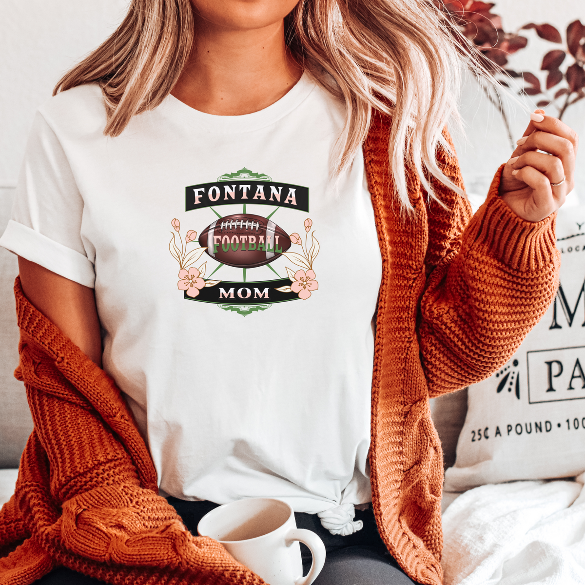 COMFORT COLOR - FONTANA FOOTBALL MOM T-SHIRT-ROSE