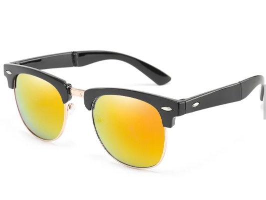 FOLDING BLACK SUNGLASSES WITH MULTICOLORED LENSES