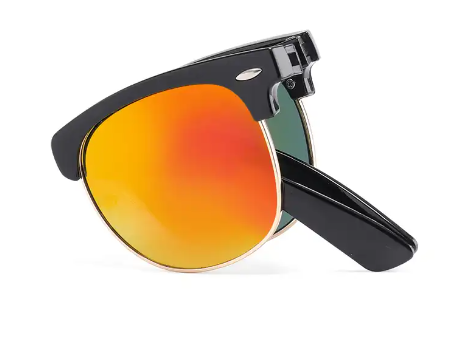 FOLDING BLACK SUNGLASSES WITH MULTICOLORED LENSES