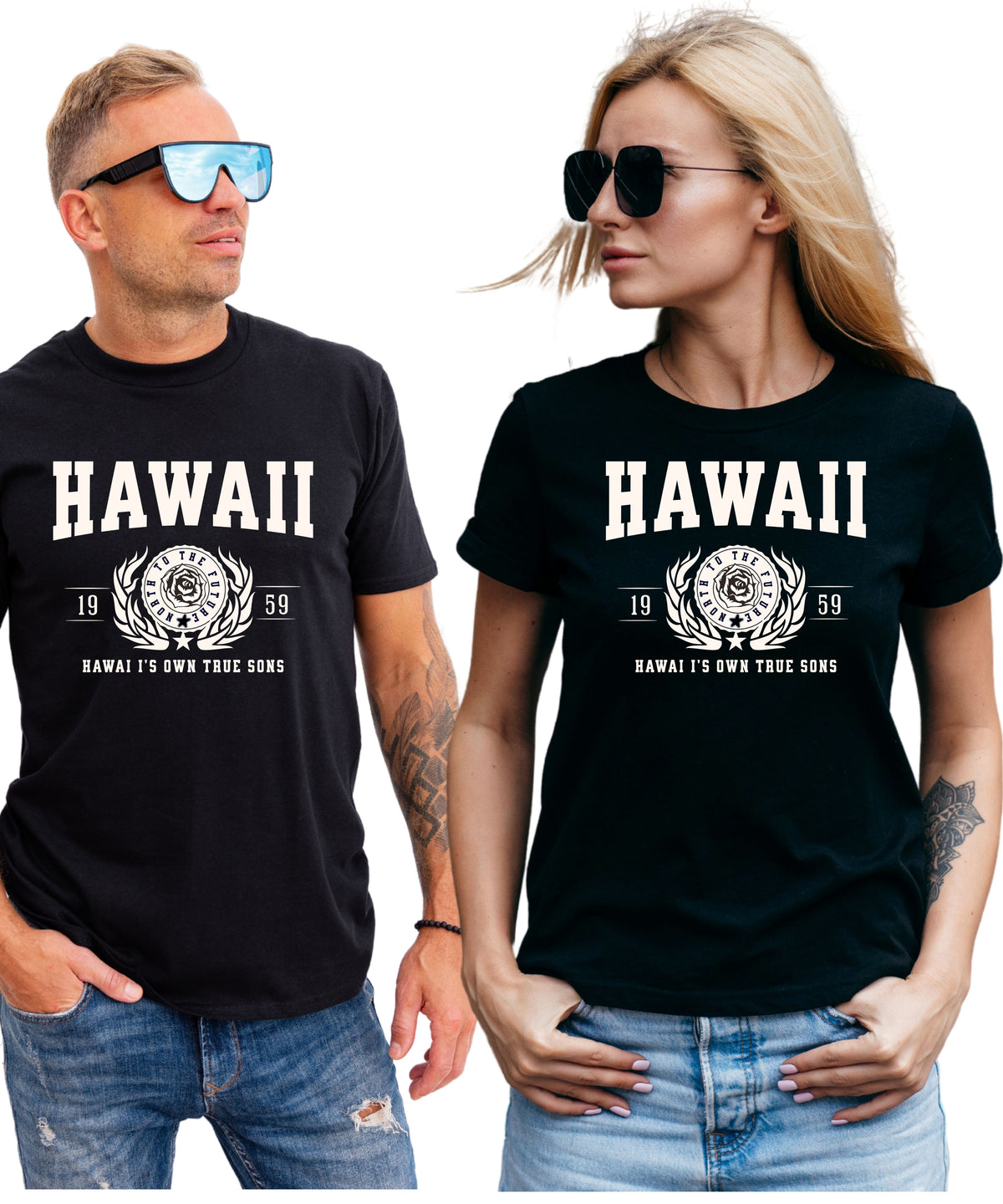 HAWAII UNISEX COLLEGIATE STATE T-SHIRT.