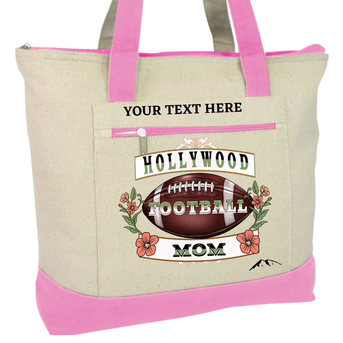 HOLLYWOOD FOOTBALL MOM ZIPPERED TOTE BAG