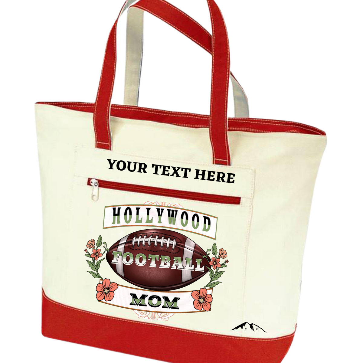 HOLLYWOOD FOOTBALL MOM ZIPPERED TOTE BAG