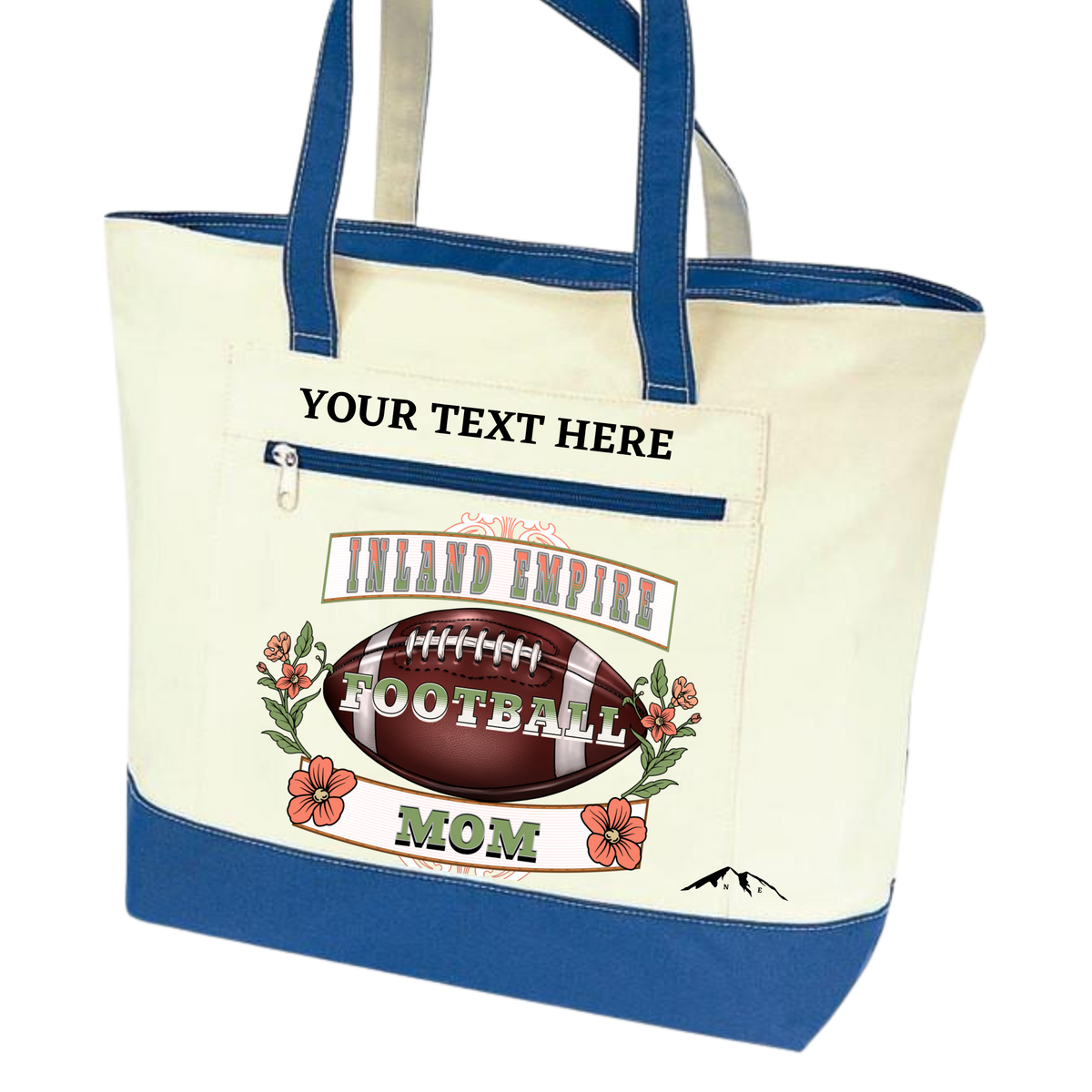 INLAND EMPIRE FOOTBALL MOM ZIPPERED TOTE BAG