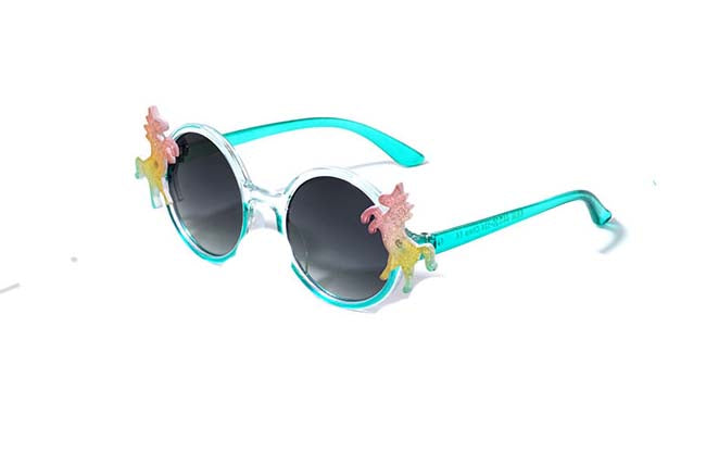 Kids Glitter Round Unicorn Sunglasses