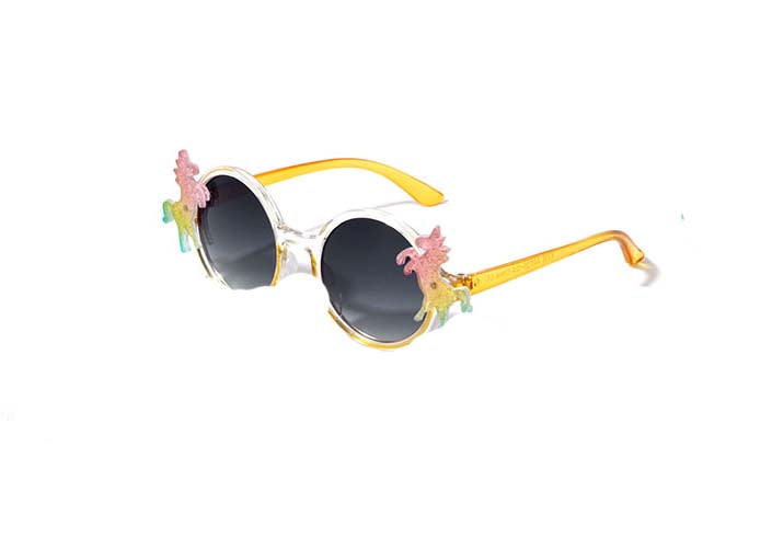 Kids Glitter Round Unicorn Sunglasses