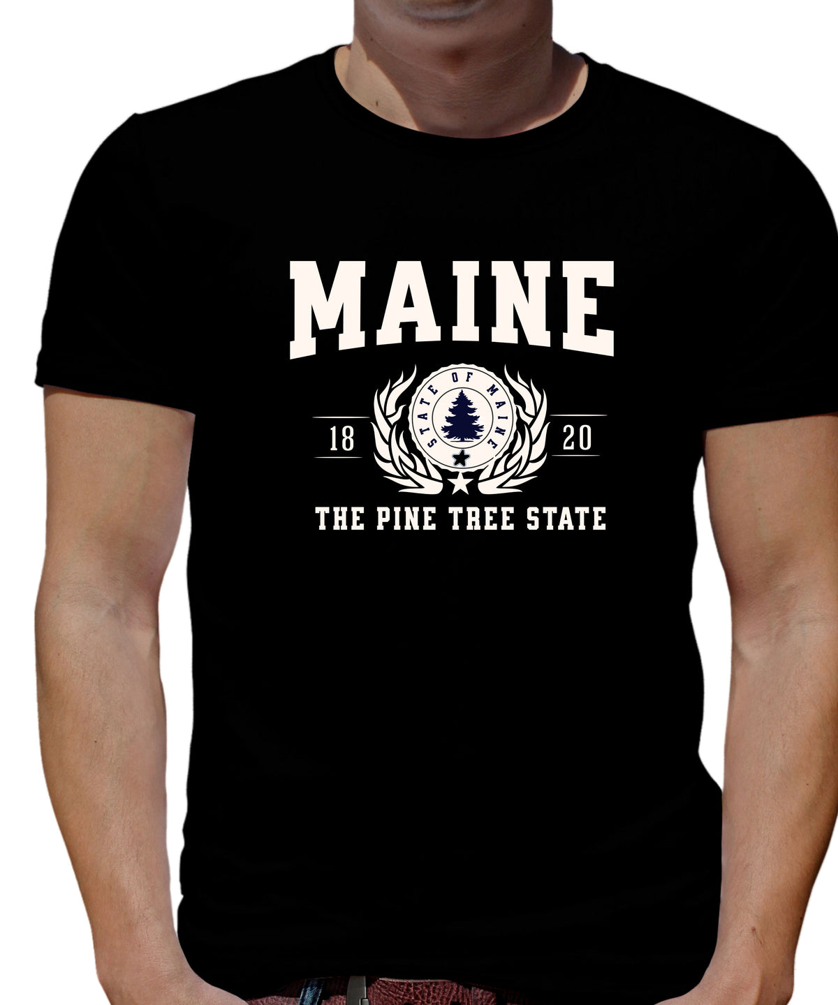 MAINE UNISEX COLLEGIATE STATE T-SHIRT.