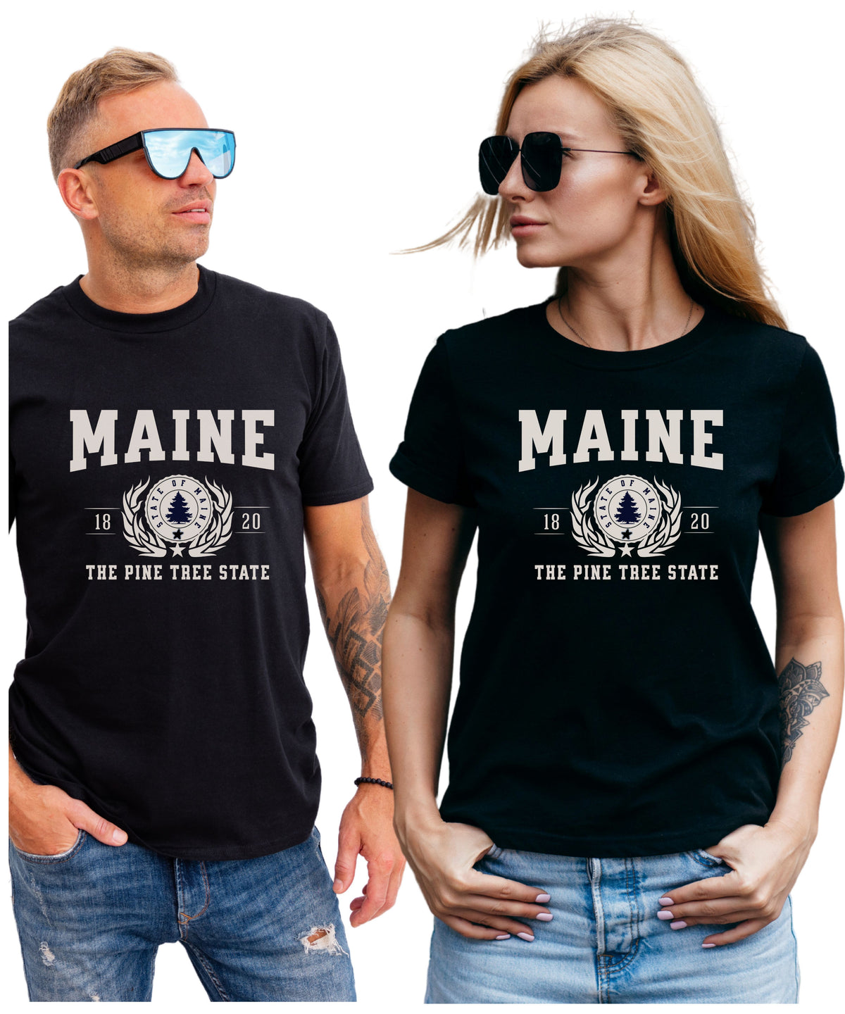 MAINE UNISEX COLLEGIATE STATE T-SHIRT.