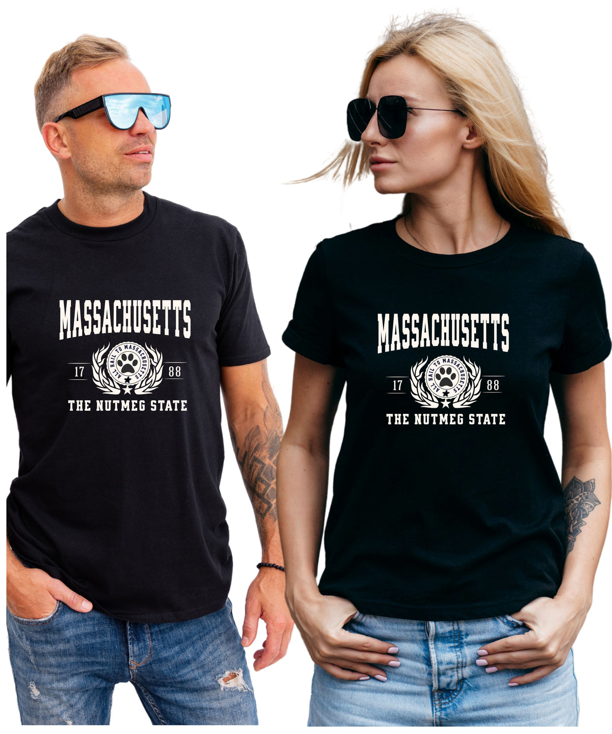 MASSACHUSETTS UNISEX COLLEGIATE STATE T-SHIRT.