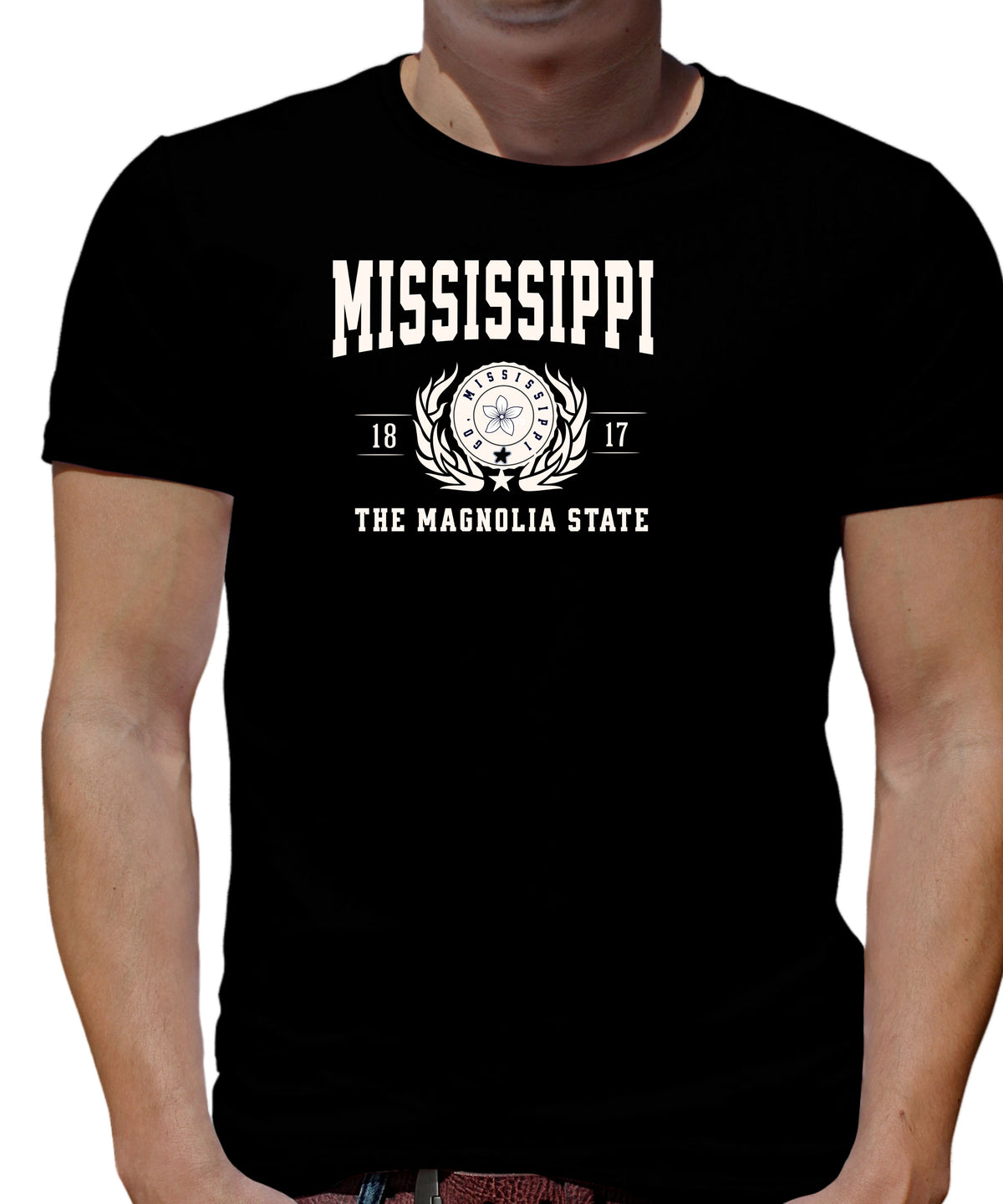 MISSISSIPPI UNISEX COLLEGIATE STATE T-SHIRT.