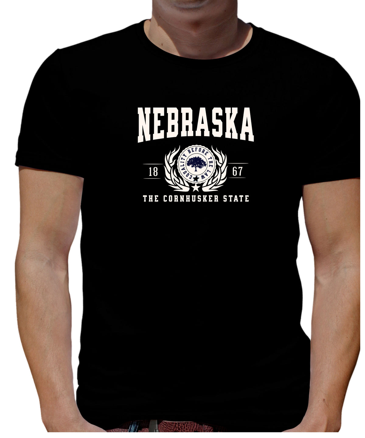 NEBRASKA UNISEX COLLEGIATE STATE T-SHIRT.