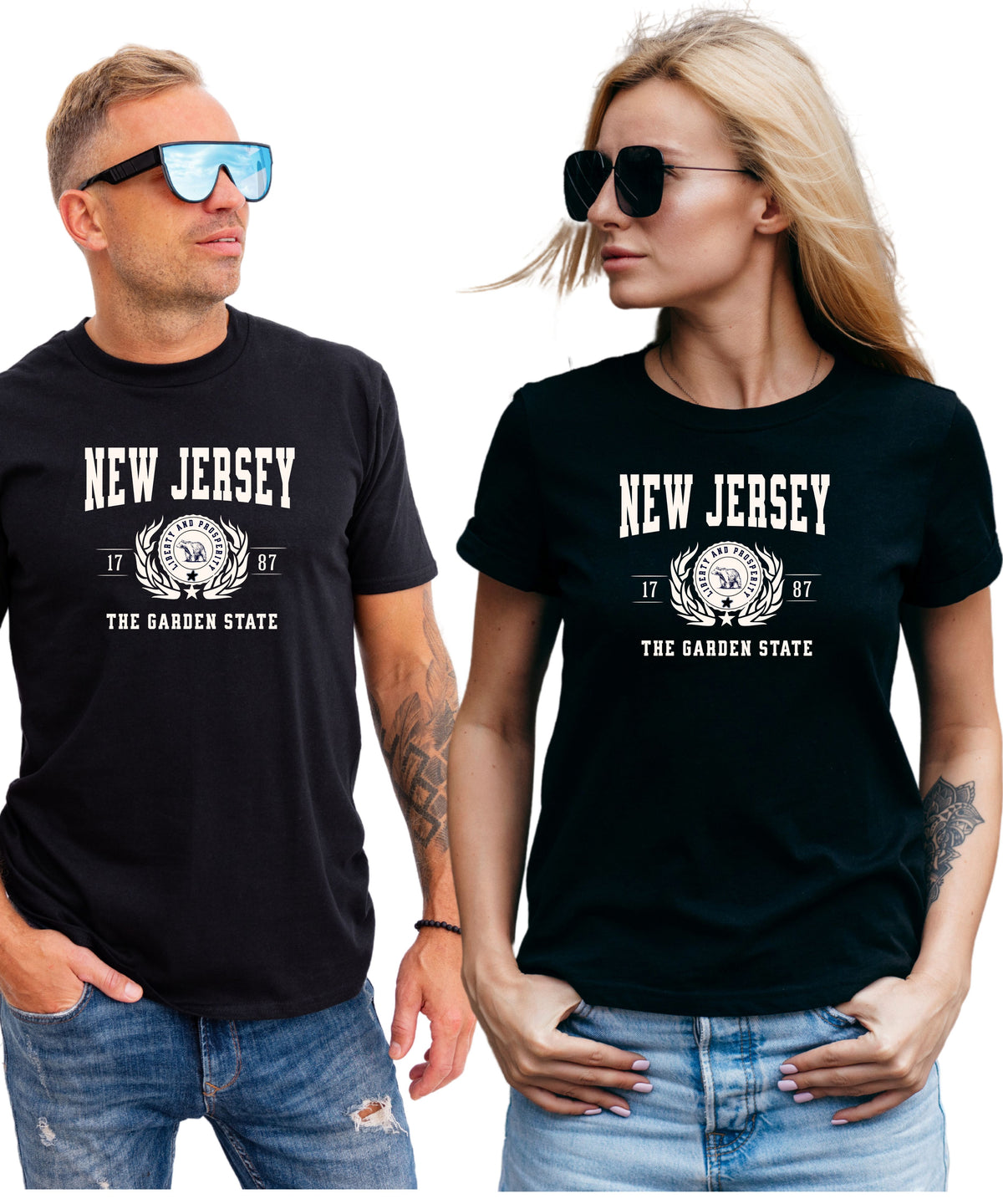 NEW JERSEY UNISEX COLLEGIATE STATE T-SHIRT.