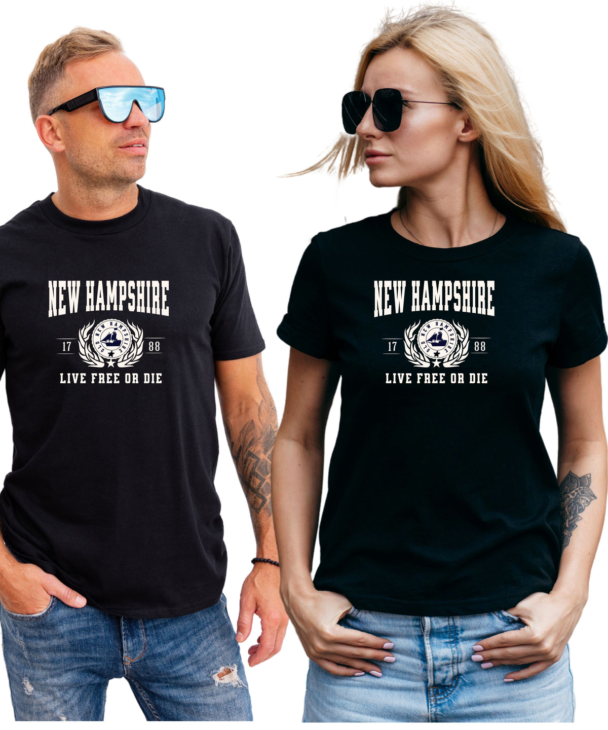 NEW HAMPSHIRE UNISEX COLLEGIATE STATE T-SHIRT.