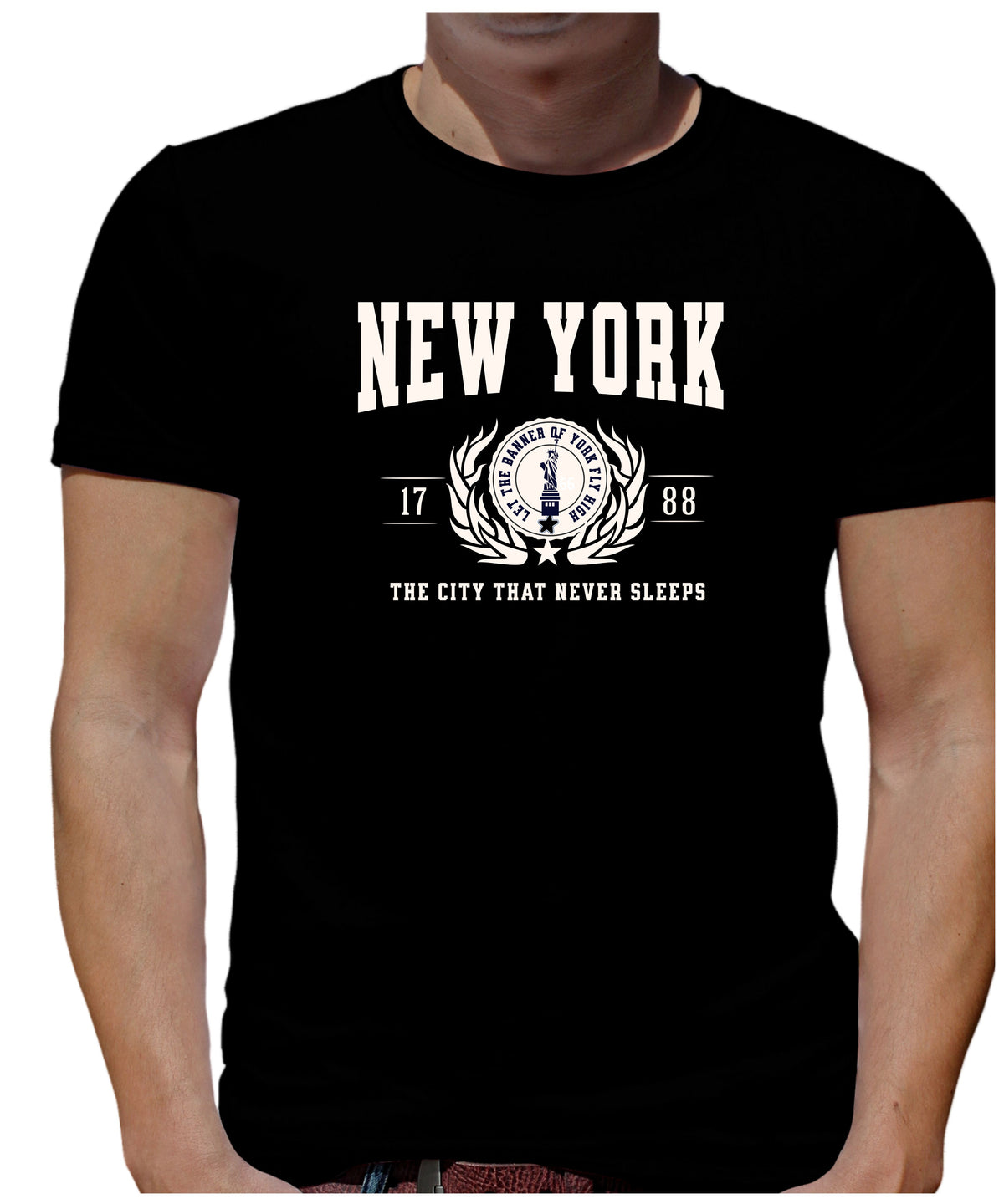 NEW YORK UNISEX COLLEGIATE STATE T-SHIRT.