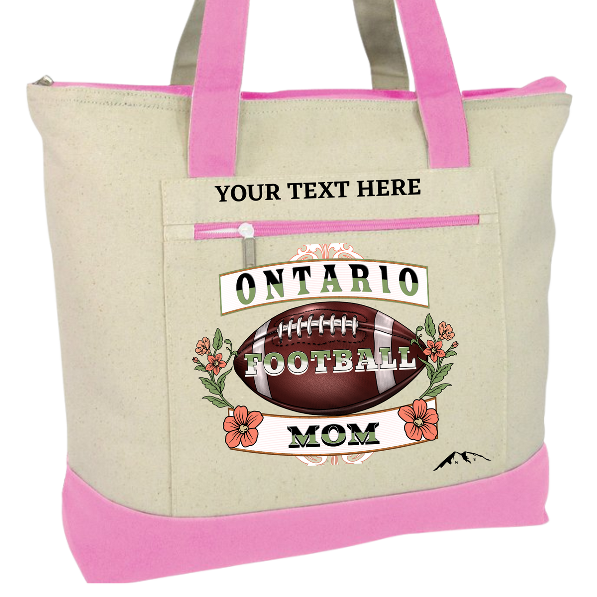 ONTARIO FOOTBALL MOM ZIPPERED TOTE BAG