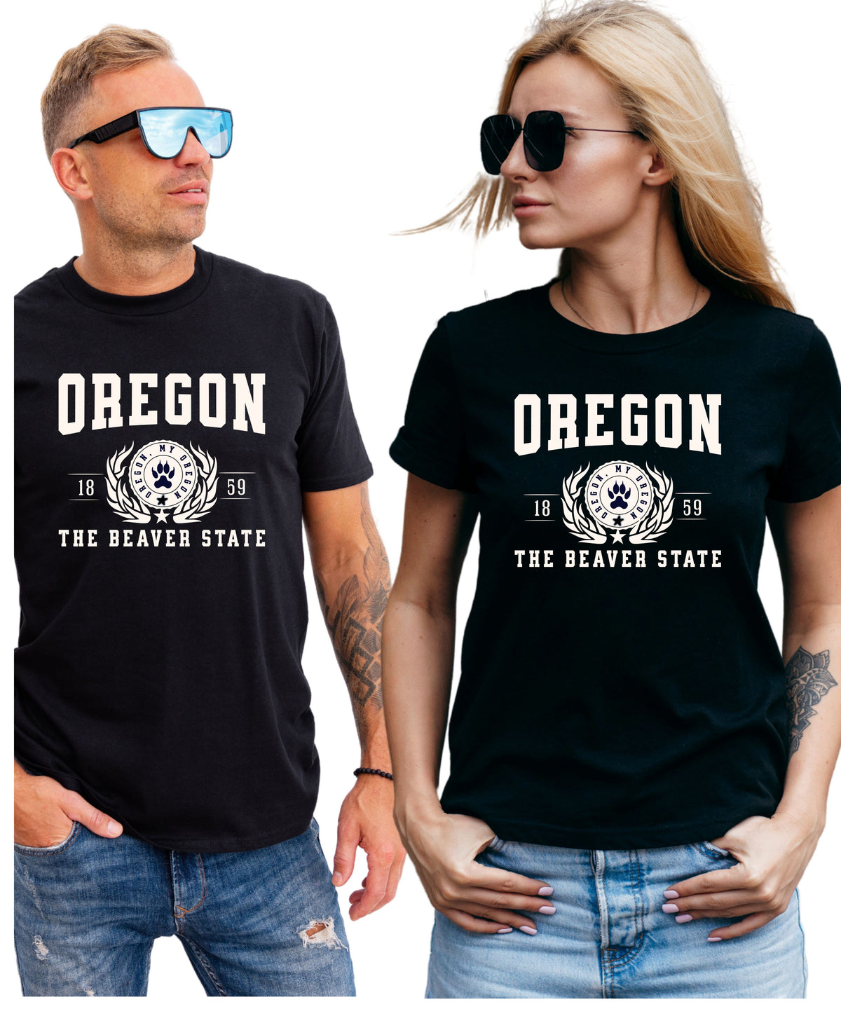 OREGON UNISEX COLLEGIATE STATE T-SHIRT.