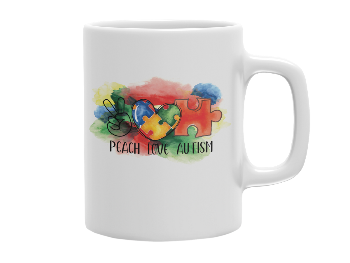 PEACH LOVE AUTISM 11 OZ MUG