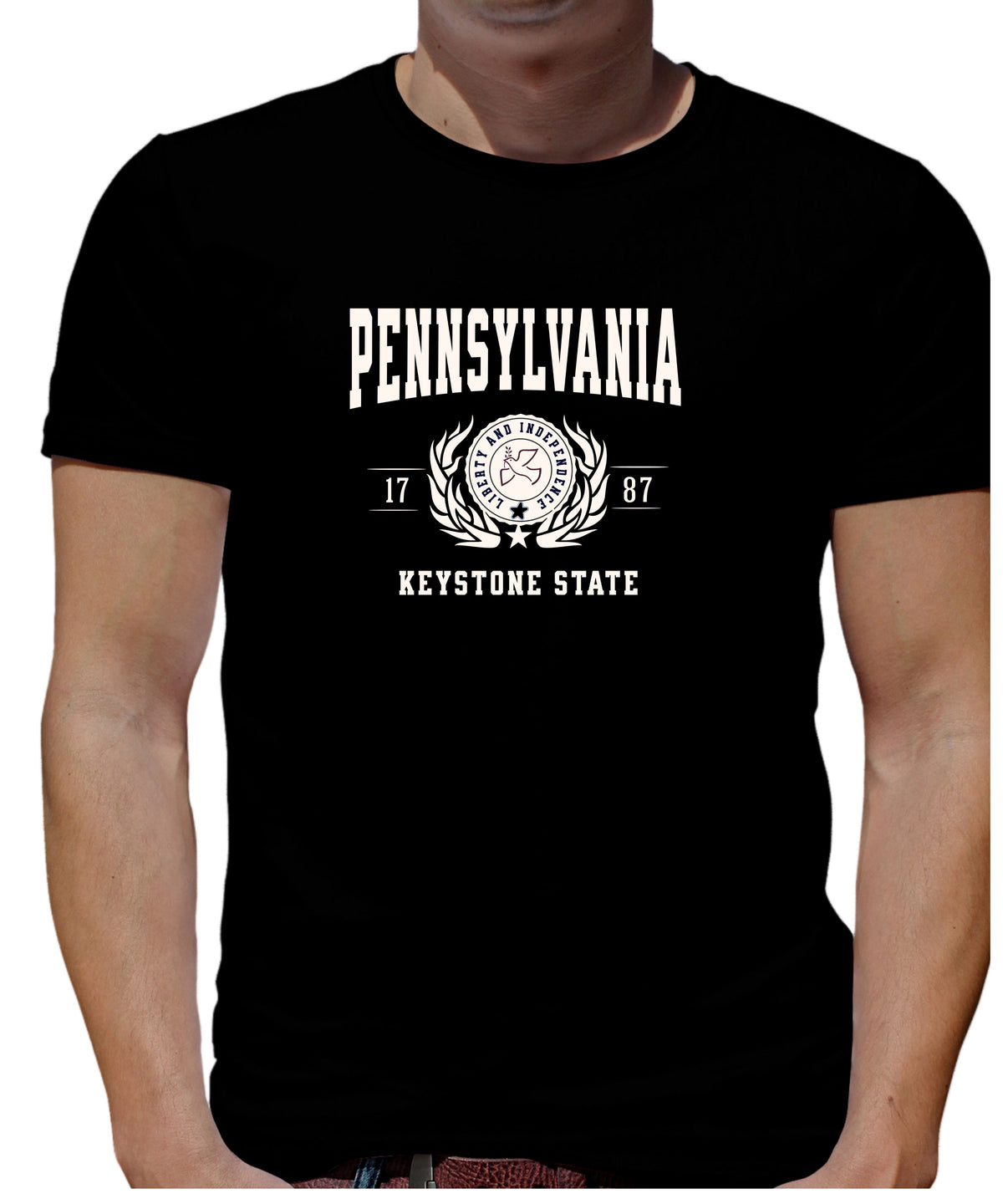 PENNSYLVANIA UNISEX COLLEGIATE STATE T-SHIRT.