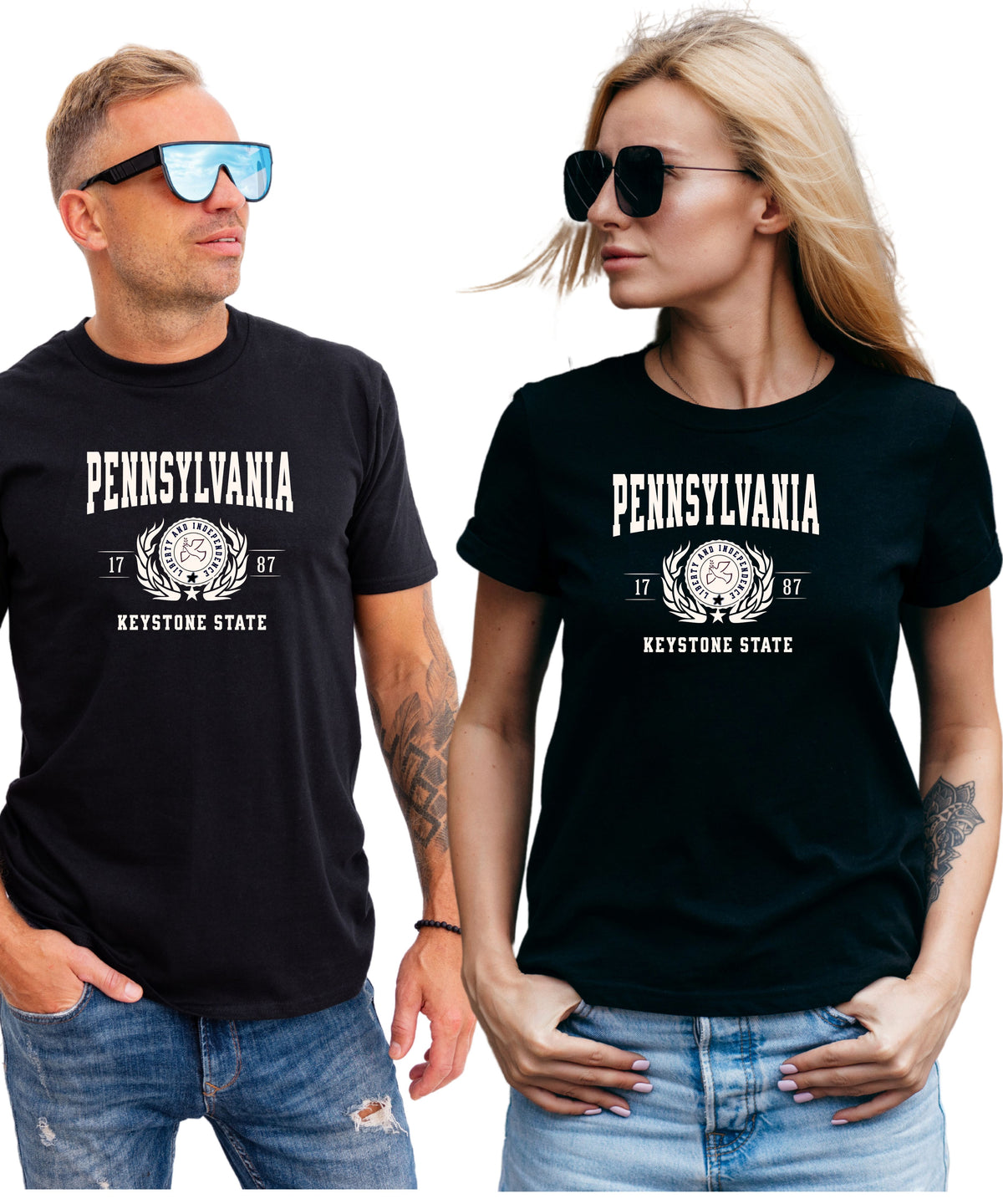 PENNSYLVANIA UNISEX COLLEGIATE STATE T-SHIRT.