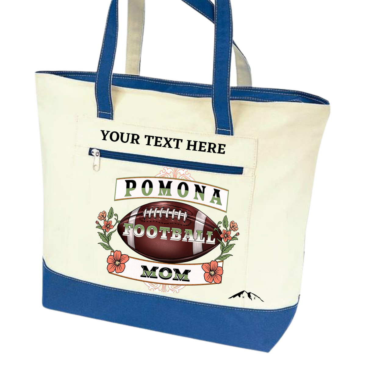 POMONA FOOTBALL MOM ZIPPERED TOTE BAG