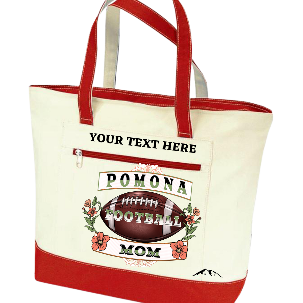 POMONA FOOTBALL MOM ZIPPERED TOTE BAG