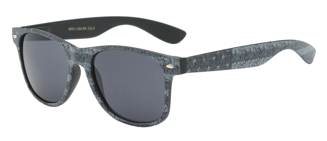 RETRO REWIND WF01-USA-BK UNISEX SUNGLASSES: ICONIC USA FLAG BLACK FRAME