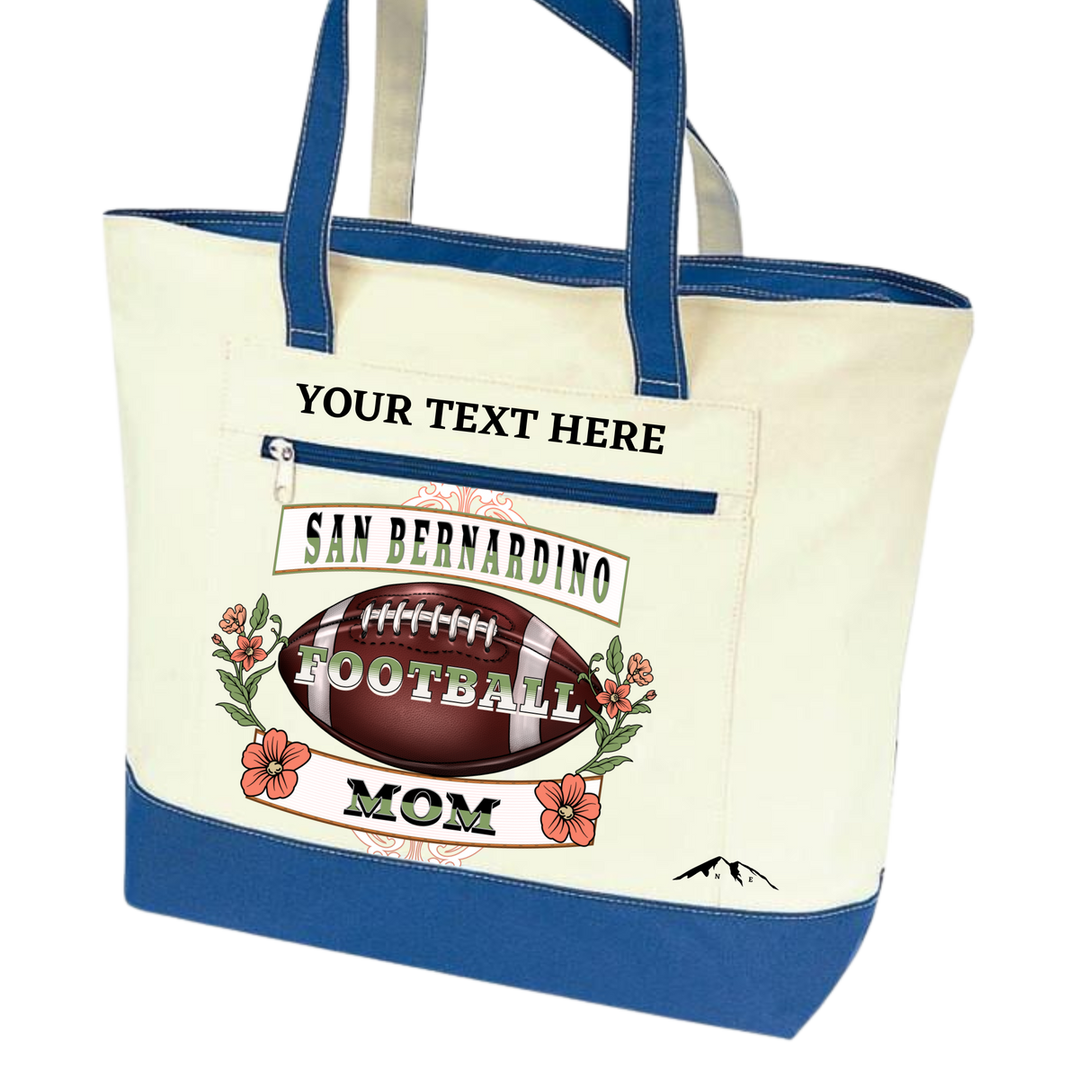 SAN BERNARDINO FOOTBALL MOM ZIPPERED TOTE BAG