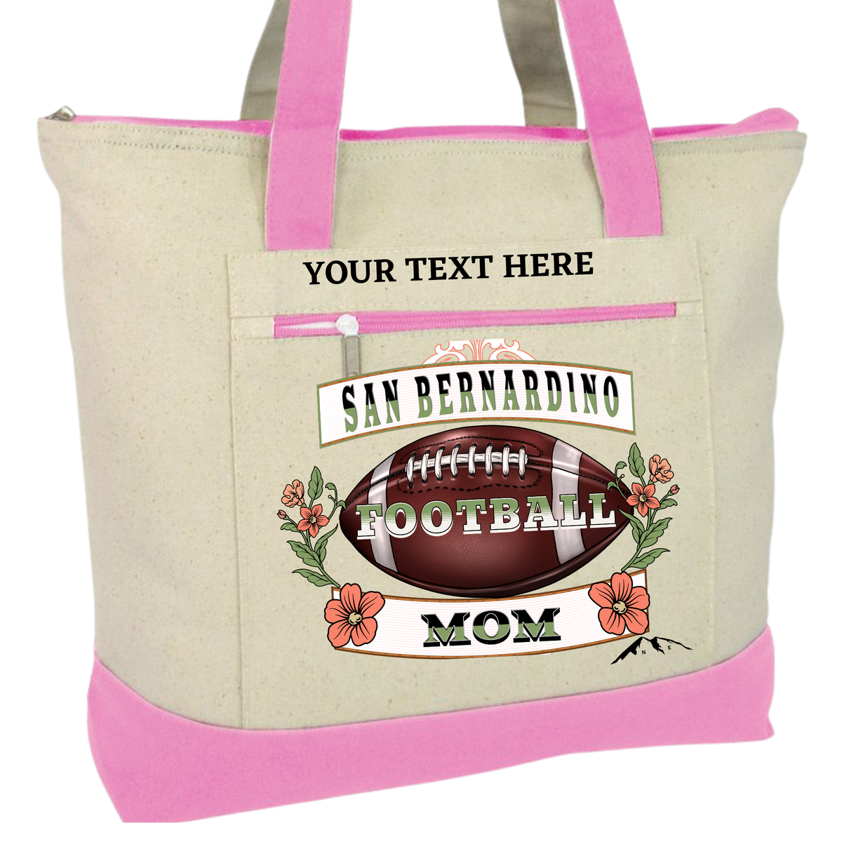 SAN BERNARDINO FOOTBALL MOM ZIPPERED TOTE BAG