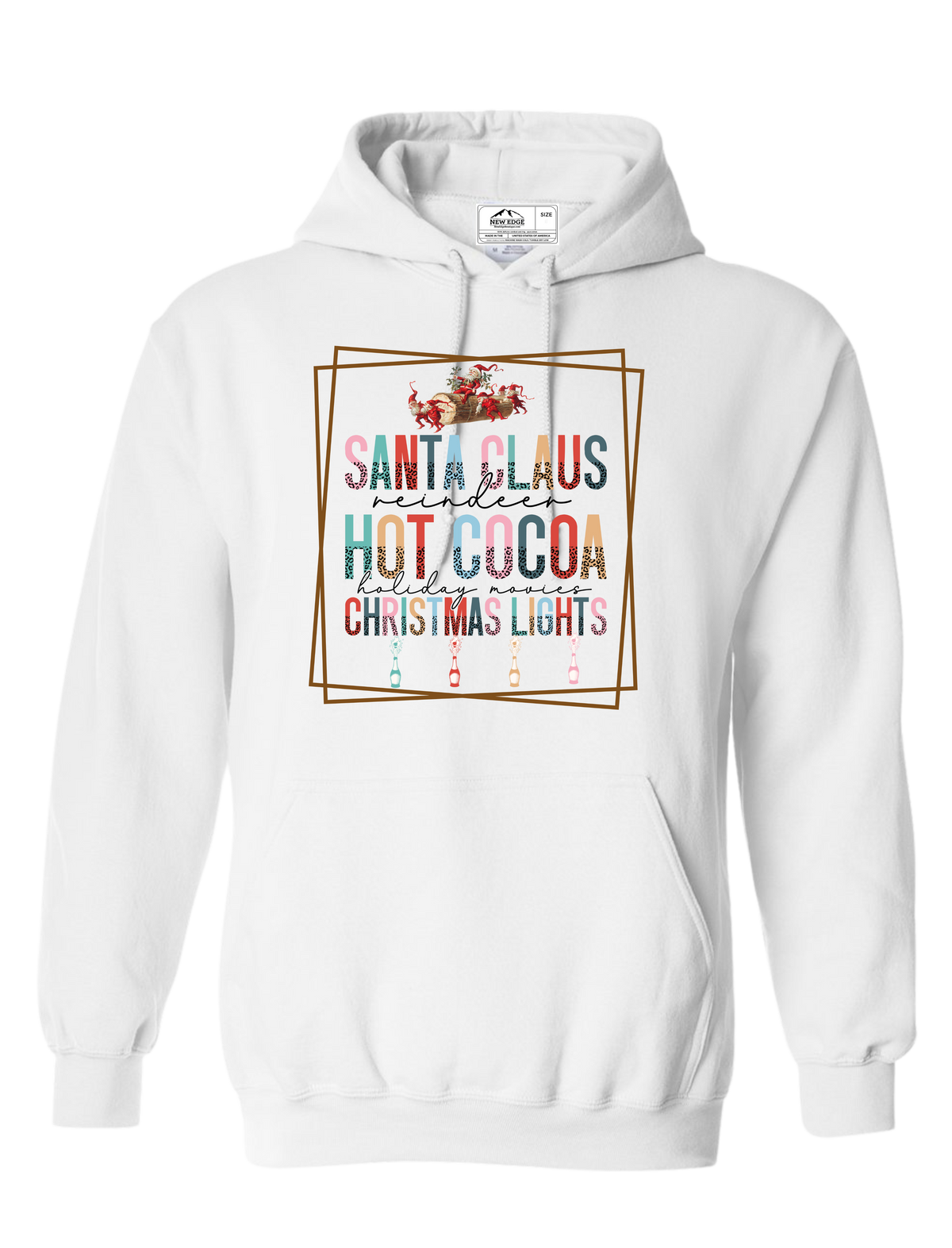 SANTA CLAUS HOT COCOA CHRISTMAS LIGHTS HOODIE