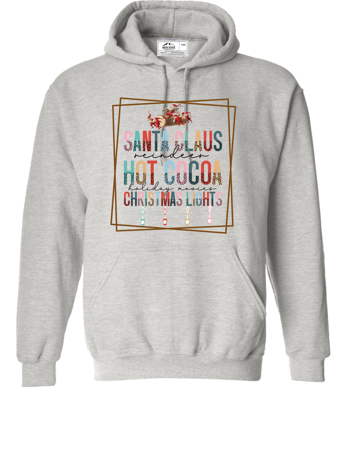 SANTA CLAUS HOT COCOA CHRISTMAS LIGHTS HOODIE