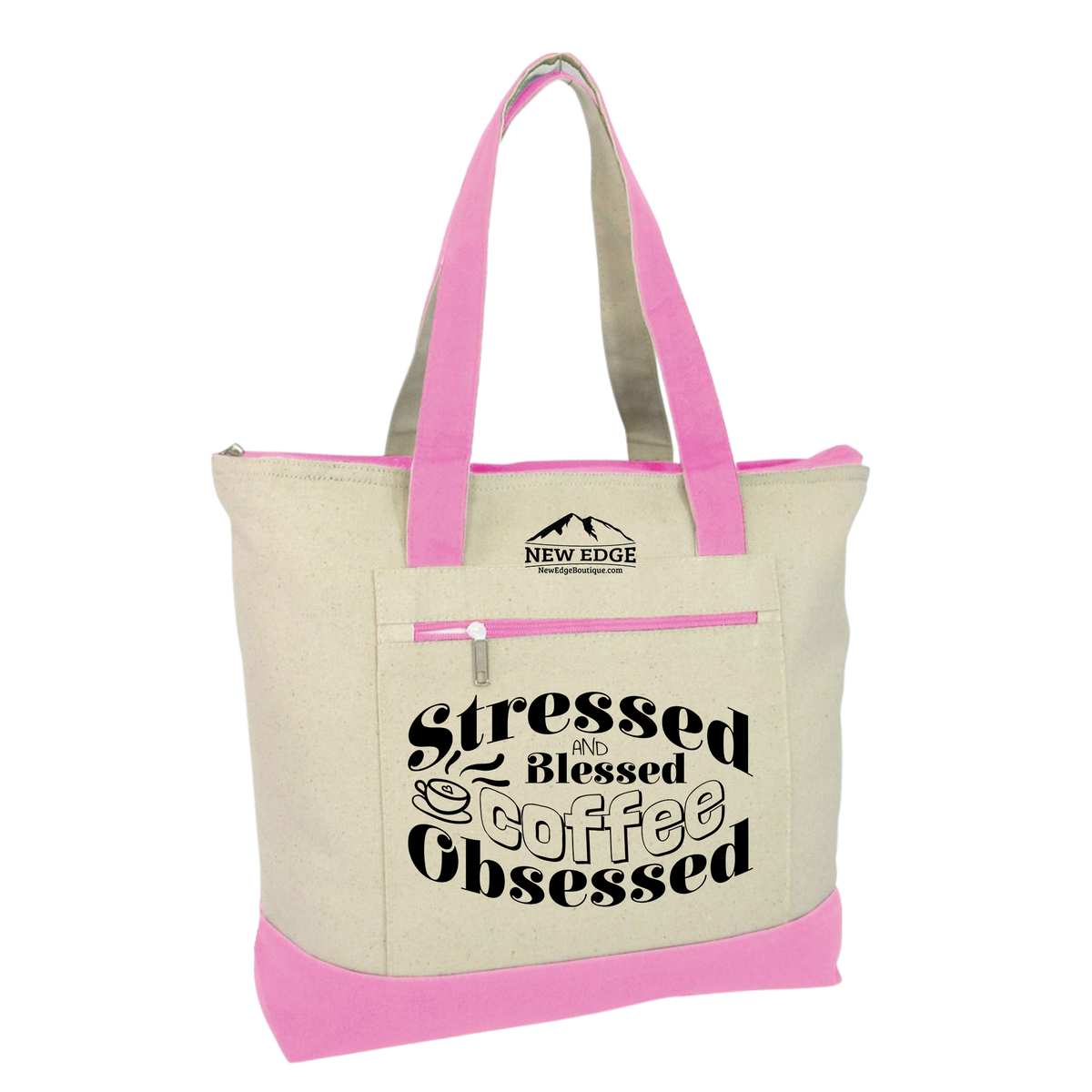 Stressed and Blessed coffee obsessed. Coffee Lovers Tote Bag.