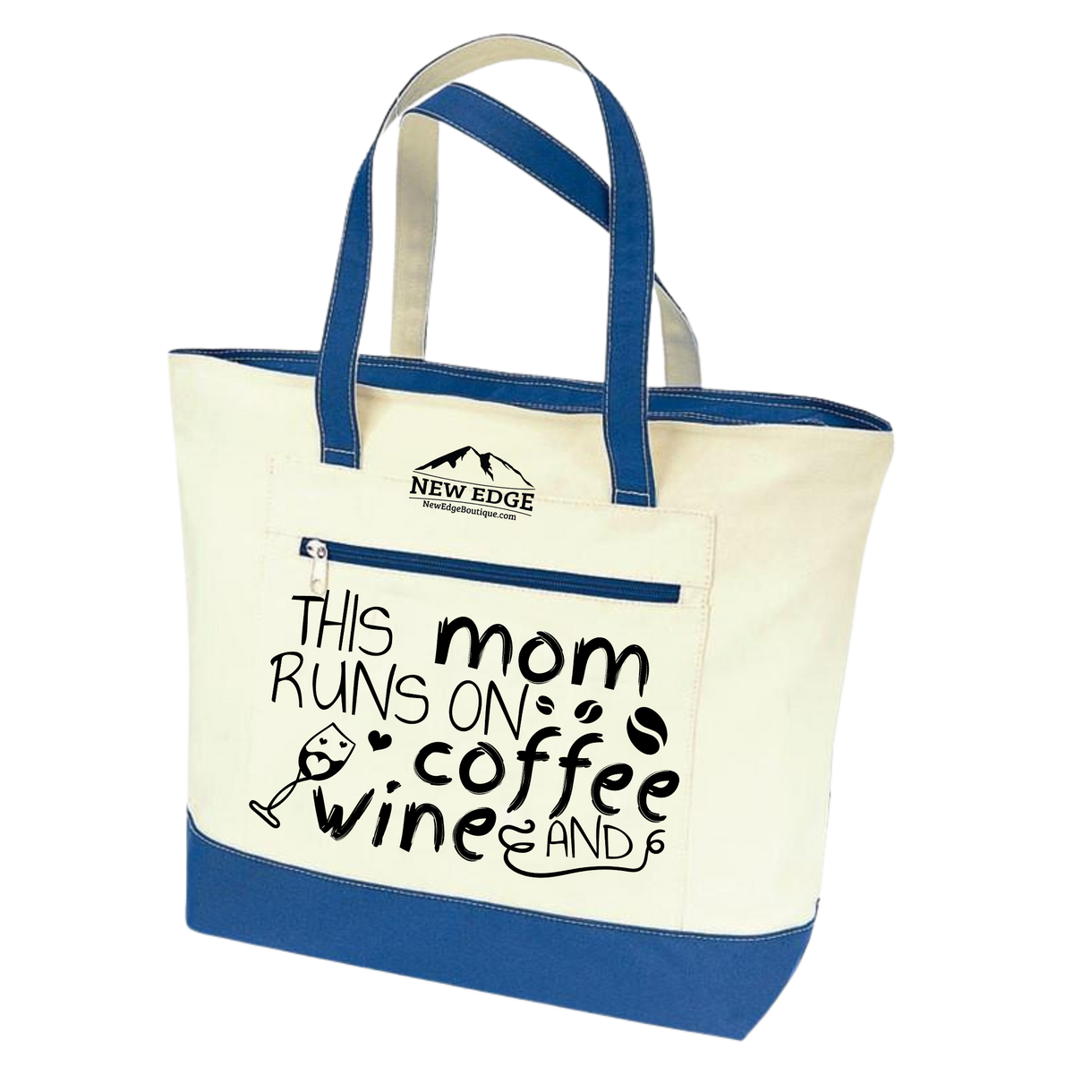 This mom Runs on Coffee and wine. Coffee Lovers Tote Bag